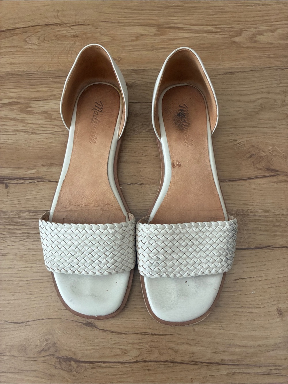 Madewell Cream Woven D'Orsay Sandals